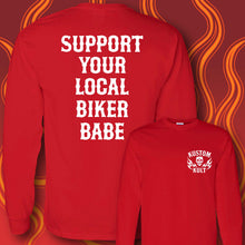Load image into Gallery viewer, SUPPORT YOUR LOCAL BIKER BABE - Long Sleeve Tee - RED
