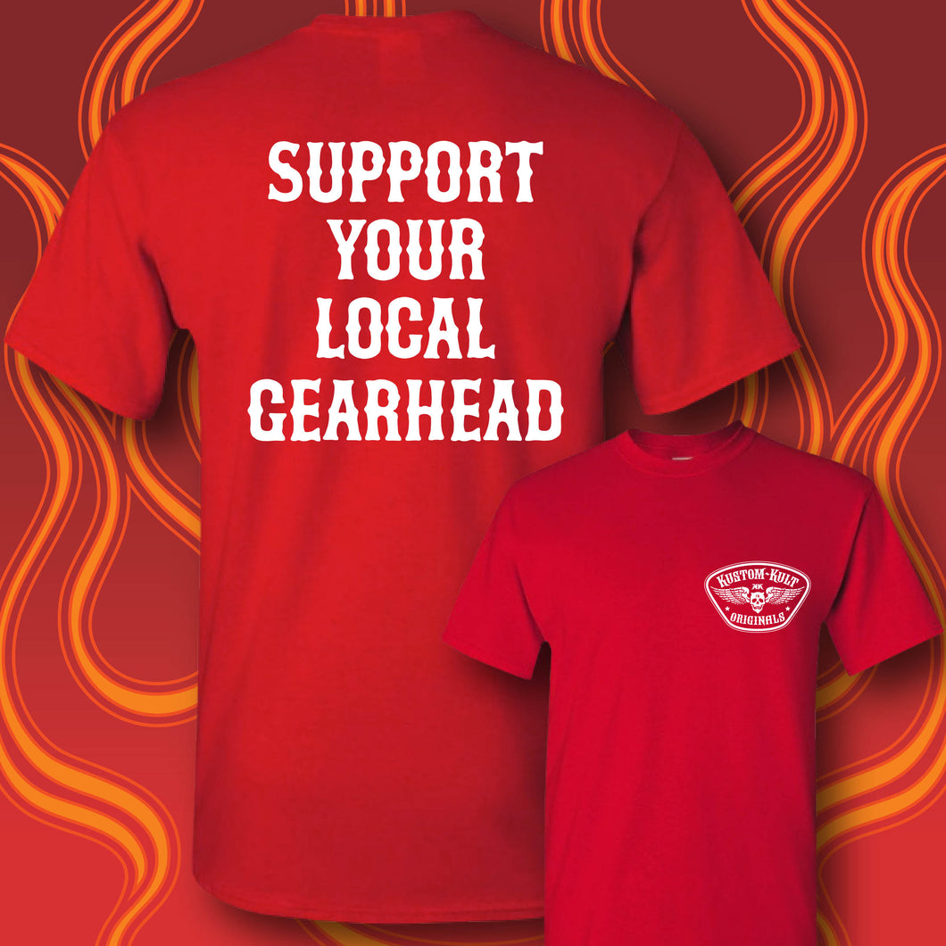 SUPPORT YOUR LOCAL GEARHEAD - Short Sleeve Tee - RED