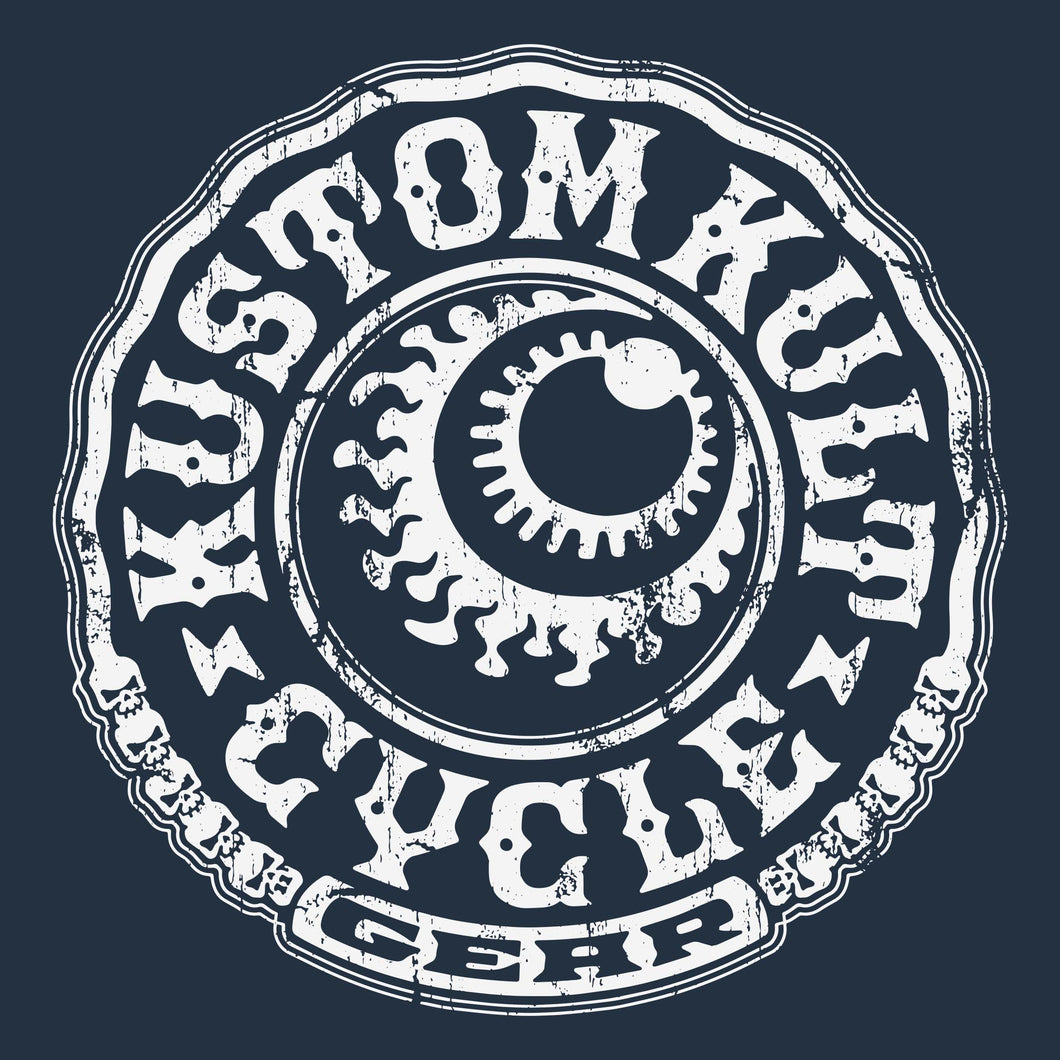 CYCLE GEAR ~ White- Long Sleeve Tee - NAVY