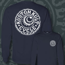 Load image into Gallery viewer, CYCLE GEAR ~ White- Long Sleeve Tee - NAVY
