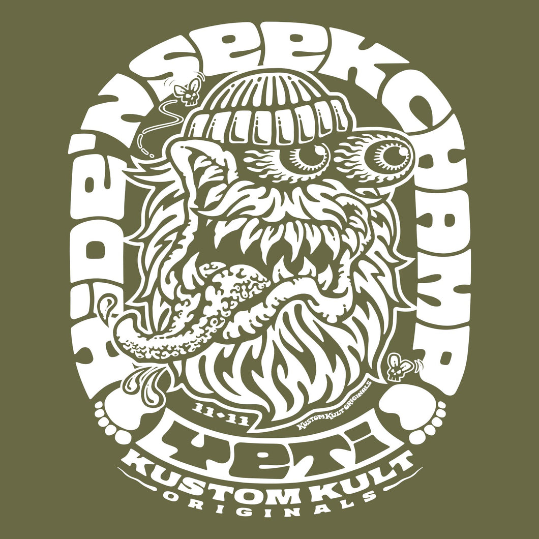 YETI ~ White - Short Sleeve Tee - OLIVE