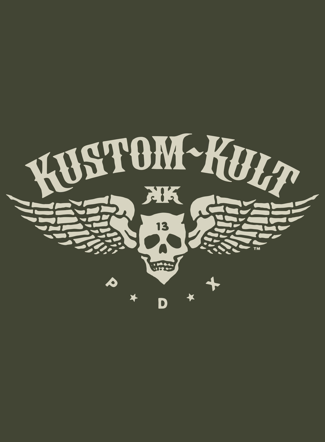 KUSTOM KULT LOGO - Crew Neck - Military Green