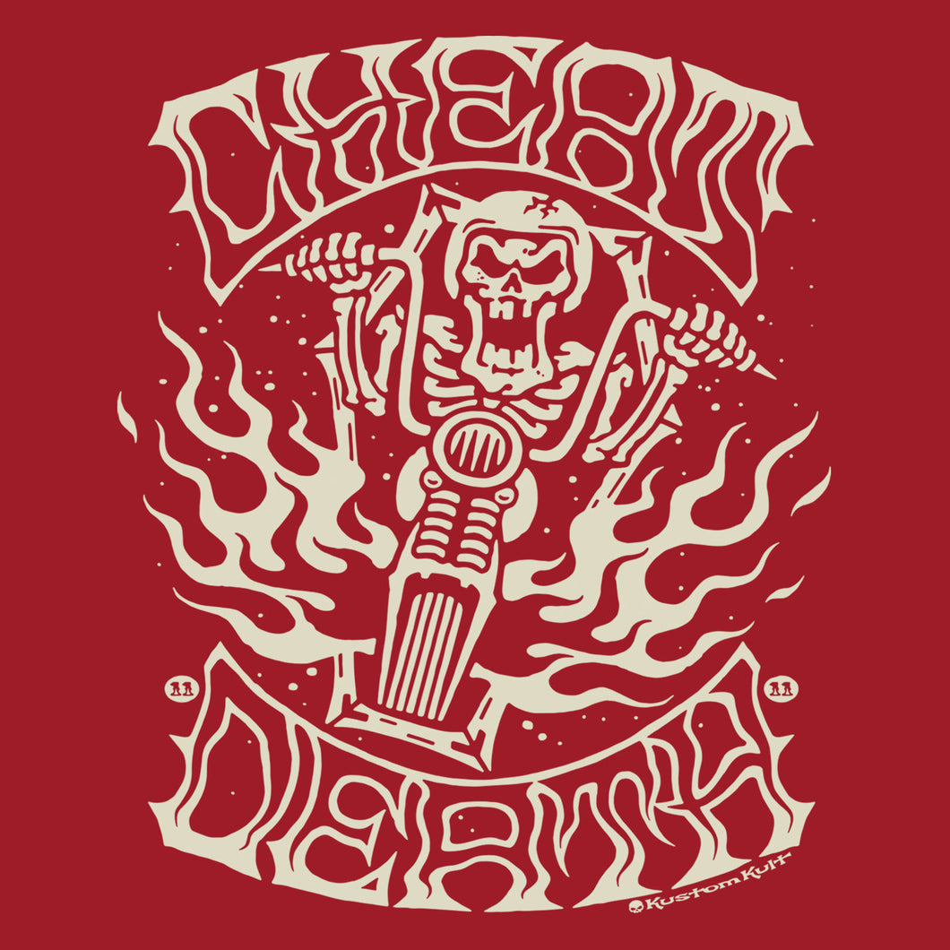 CHEAT DEATH ~ Vintage - Crew Neck - RED
