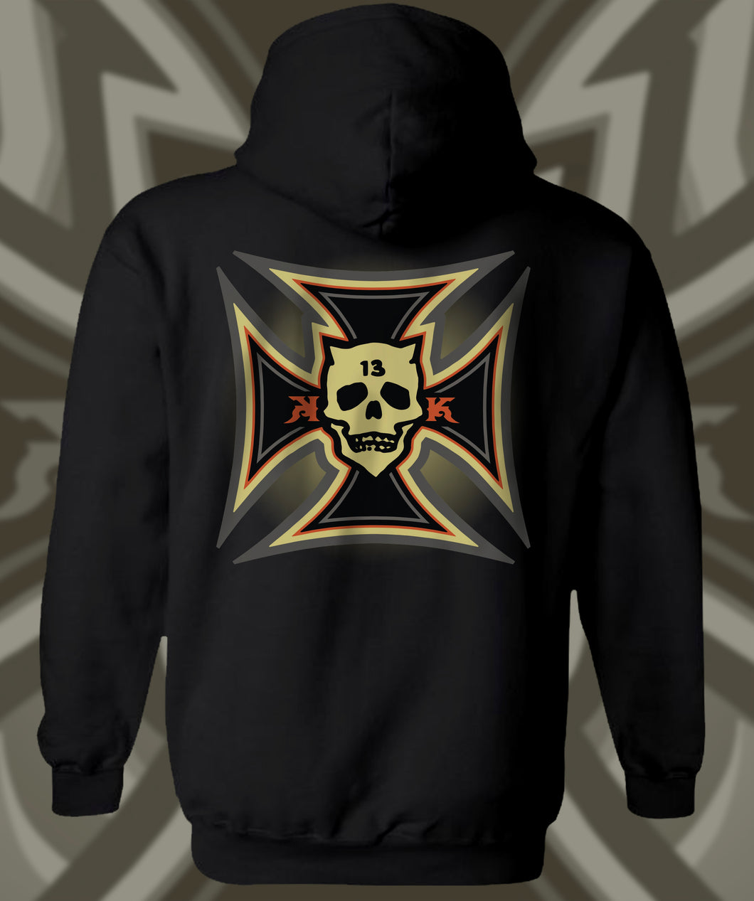 IRON KROSS ~ ORANGE - Hoodie - Black