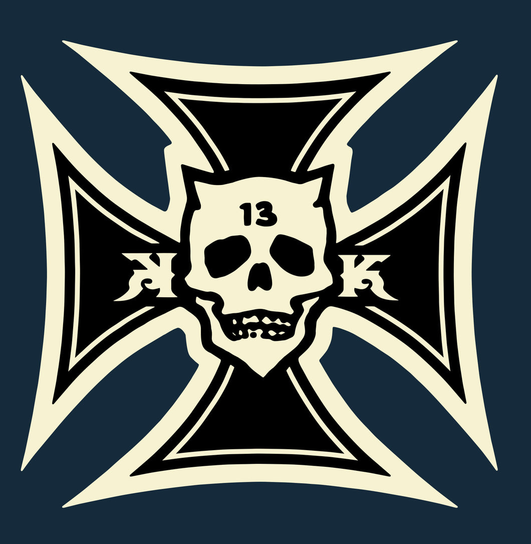 IRON KROSS ~ BLACK 'N BONE - Short Sleeve Tee - Navy
