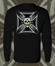 Load image into Gallery viewer, IRON KROSS ~ BLUE - Long Sleeve Tee - Black
